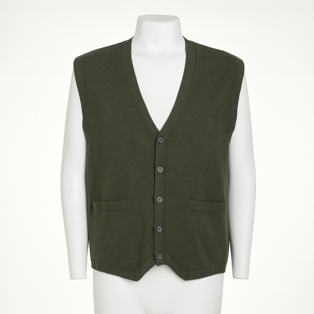 Orvis Green Merino Wool & Cashmere Button-Up Vest Heritage Grandpacore Preppy L